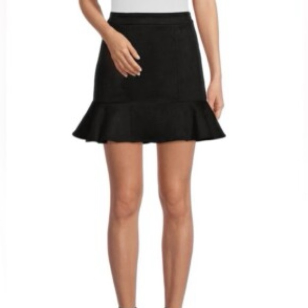NWT A Loves A Black Faux Suede High Rise Ruffle Mini Skirt
